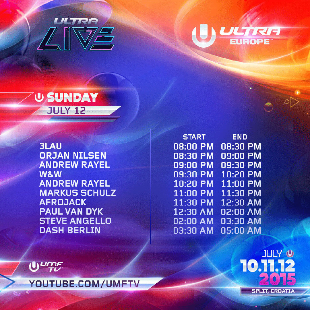 ULTRA LIVE Releases Stream Times for Day 3 of ULTRA Europe - Ultra Music  Festival