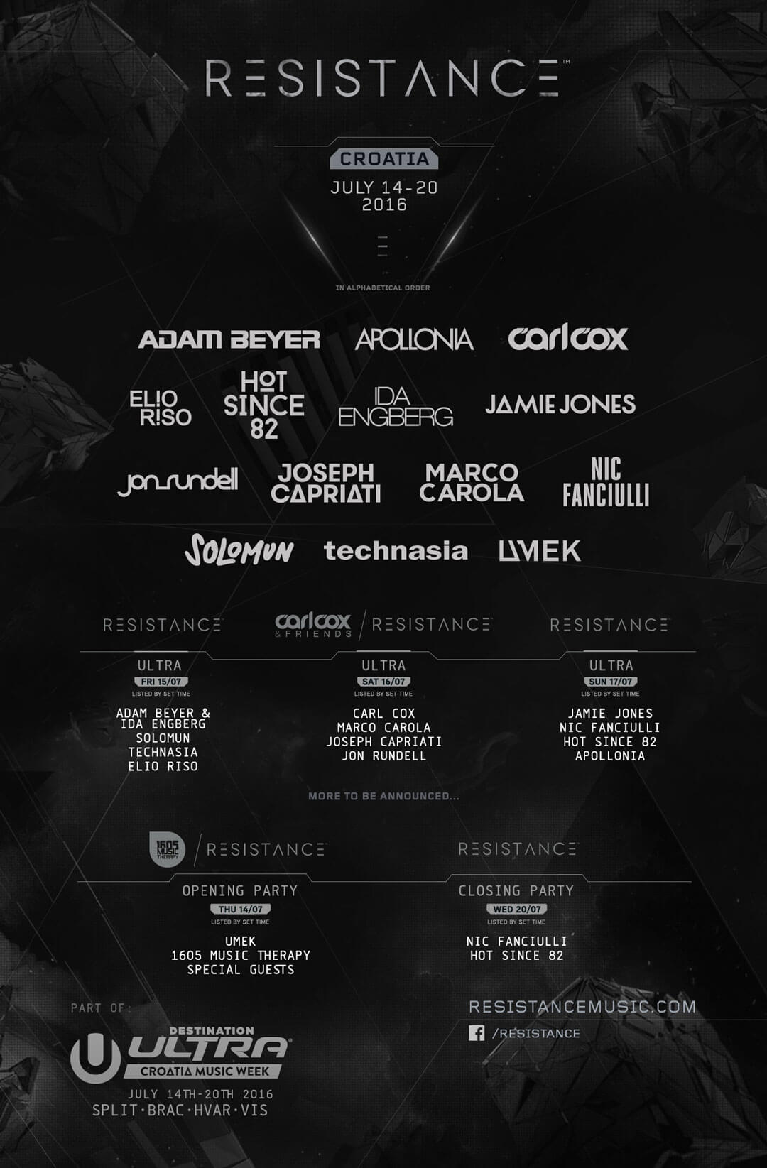 Resistance™ Announces Huge Lineup for Destination Ultra - Croatia Music  Week - Ultra Europe July 12, 13, 14 — 2024