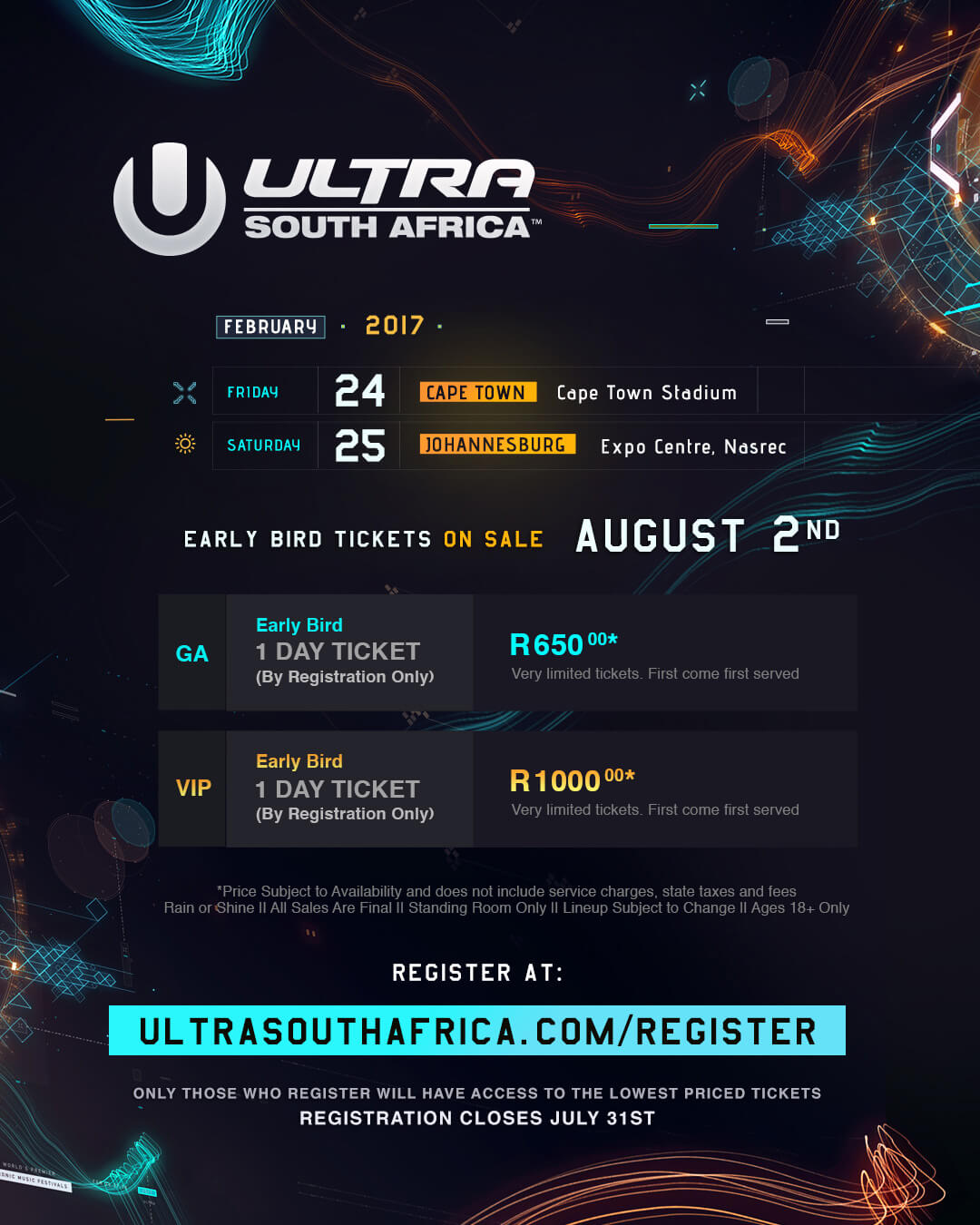 Ultra South Africa Announces New Venue Early Birds On Sale August 2nd Ultra Music Festival