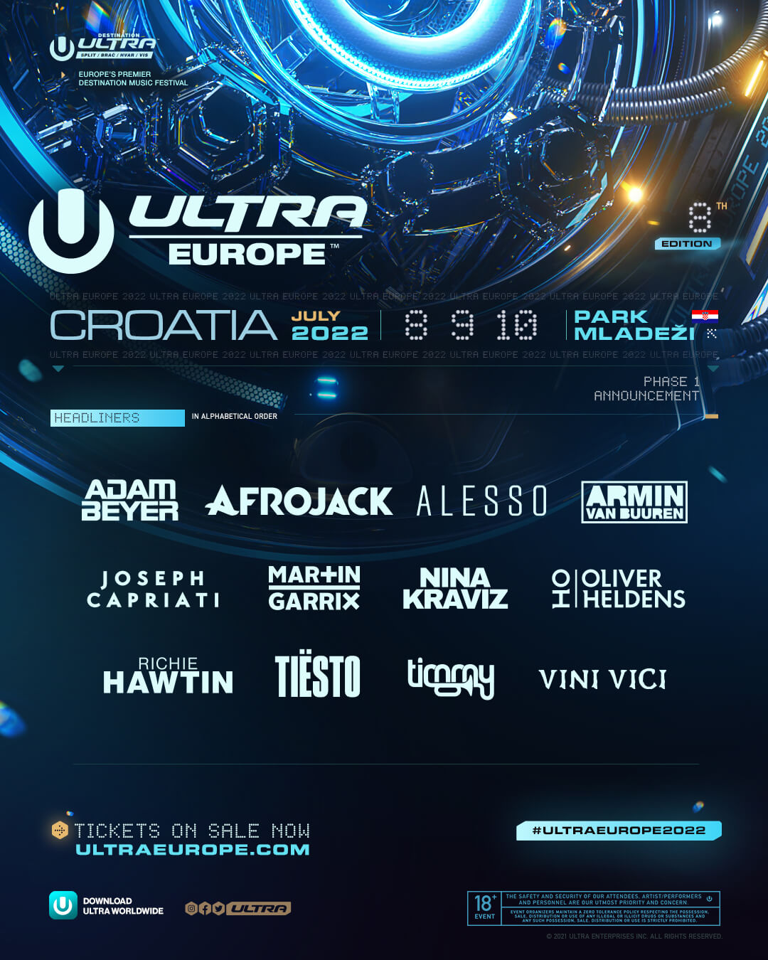 ULTRA EUROPE RELEASES PHASE 1 LINEUP FOR 2022 FESTIVAL Ultra Beach