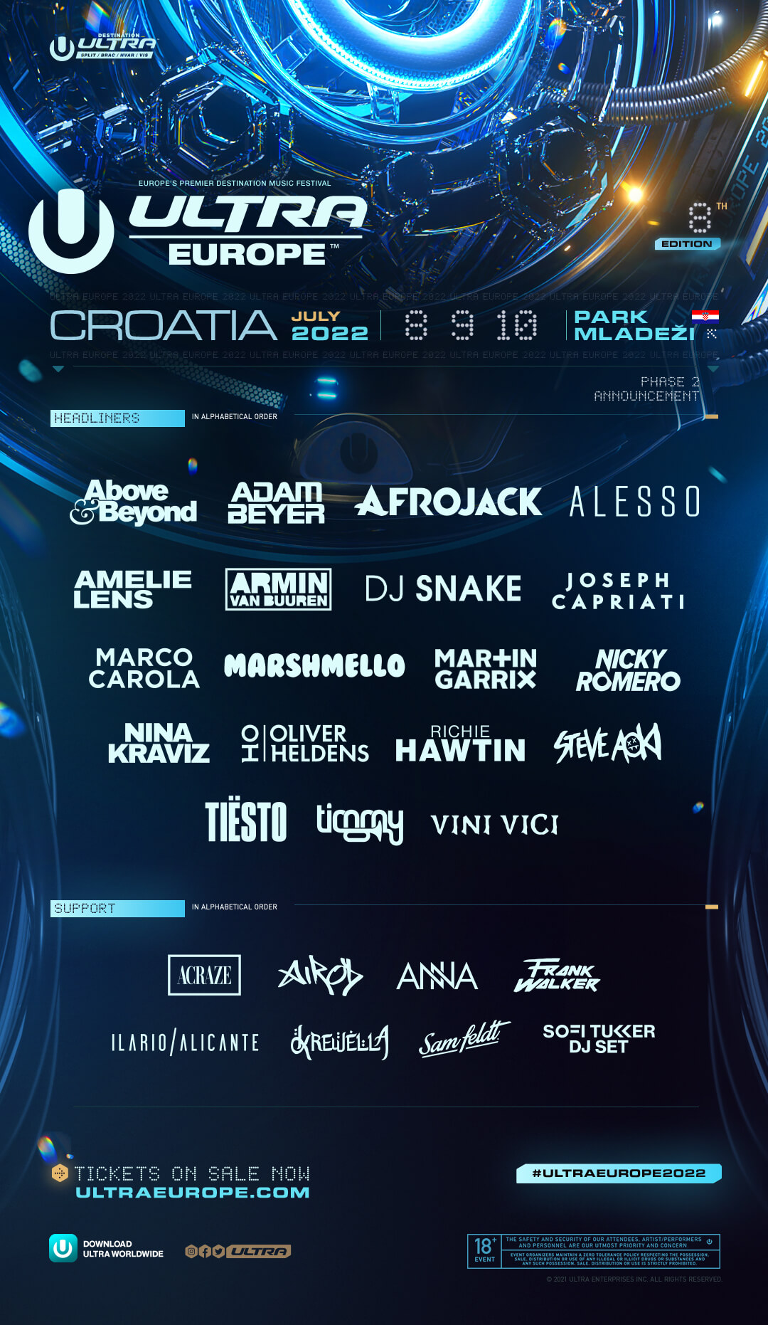 ULTRA EUROPE RELEASES PHASE 2 LINEUP FOR 2022 FESTIVAL - Ultra Music  Festival