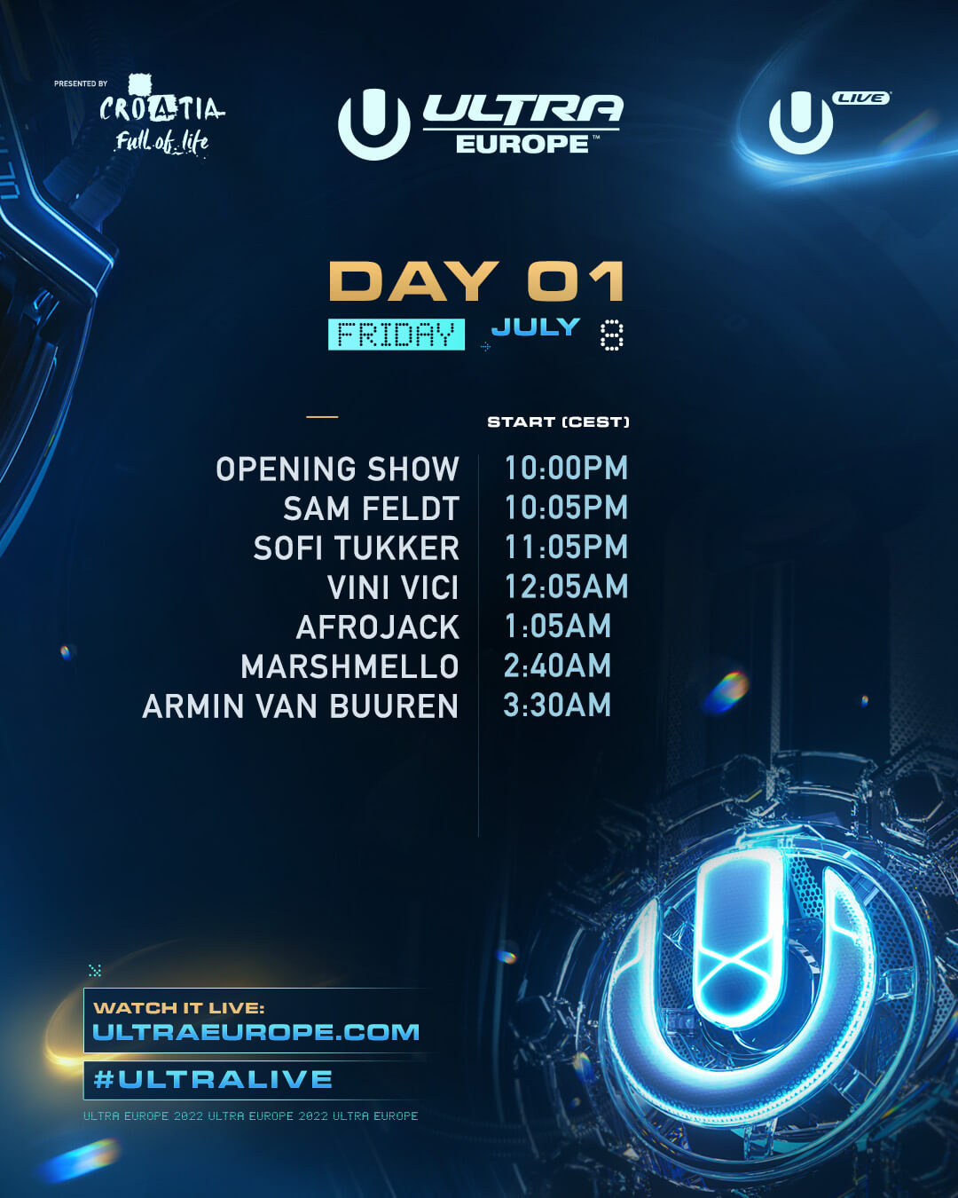 ULTRA Europe unveils set times, #ULTRALIVE stream, and venue map - Ultra  Europe