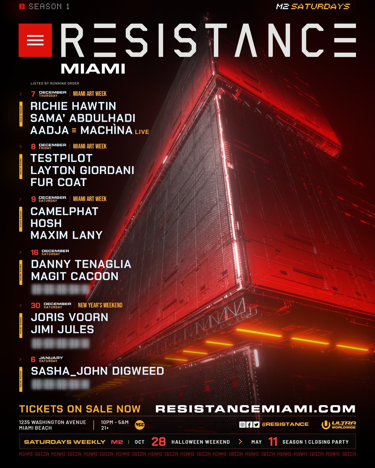 RESISTANCE Miami Club Residency winter programming: Richie Hawtin ...